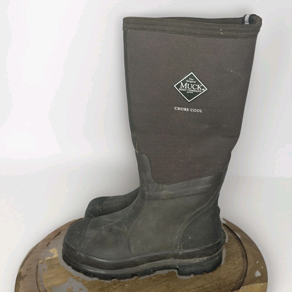 Muck Chore Cool Hi Boots M8 W9 Brown Pull On Round Toe Casual Work Wear